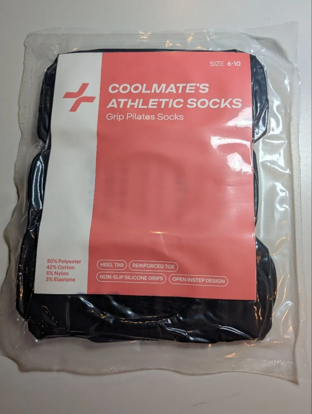 Coolmate Athletic Grip Pilates Socks for Women 4 Pair- Black - Size 6-10